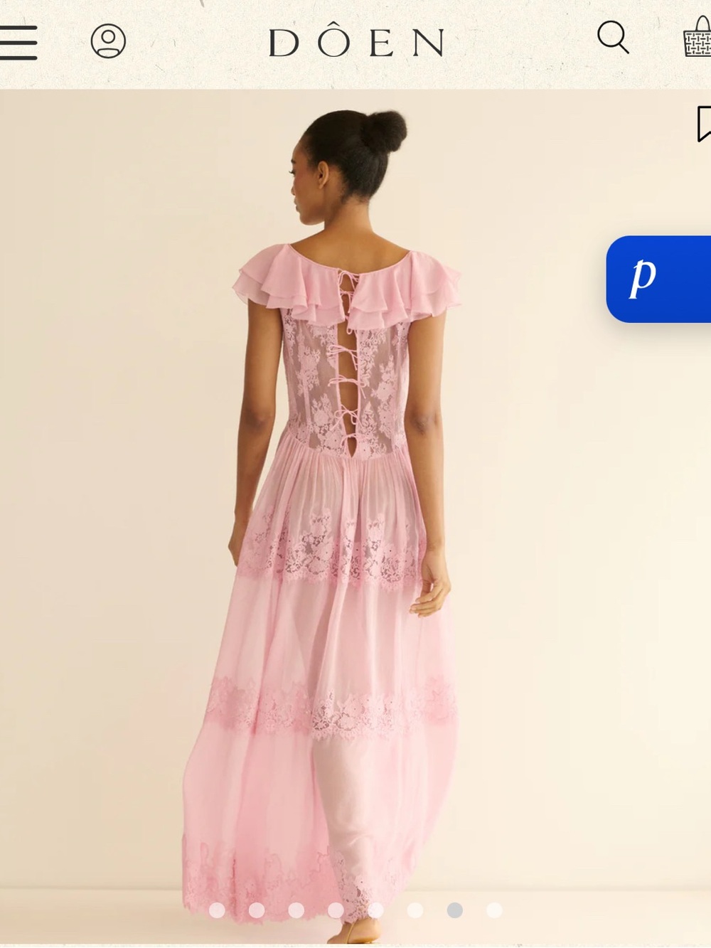 Doen Pink Ruffled Lace Maxi Dress with Sheer Bodice - Picture 2 of 7